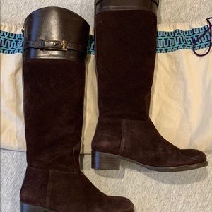 Tory Burch brown suede riding boots